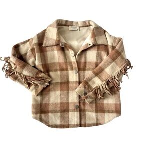 Pink Lily x Krista Horton Plaid Cowgirl Fringe Shacket 4T